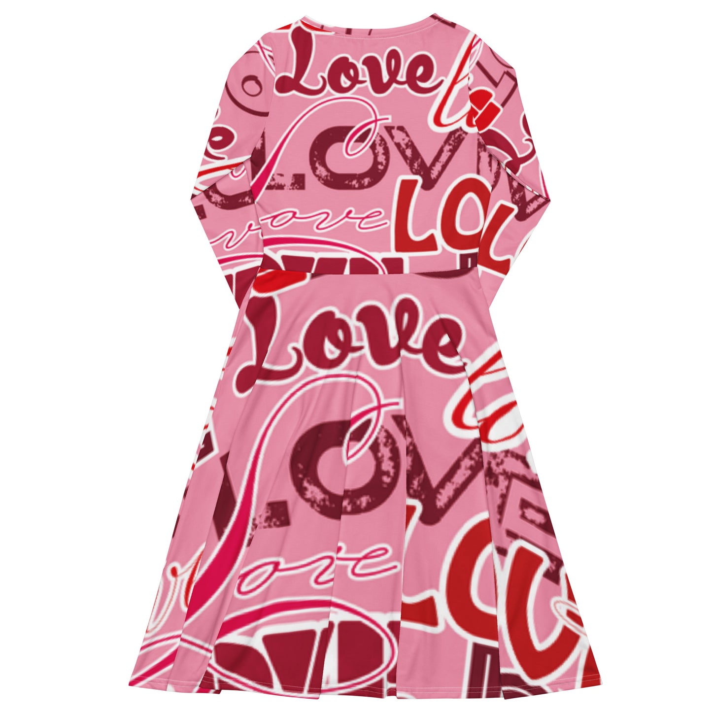 All-over print long sleeve midi dress