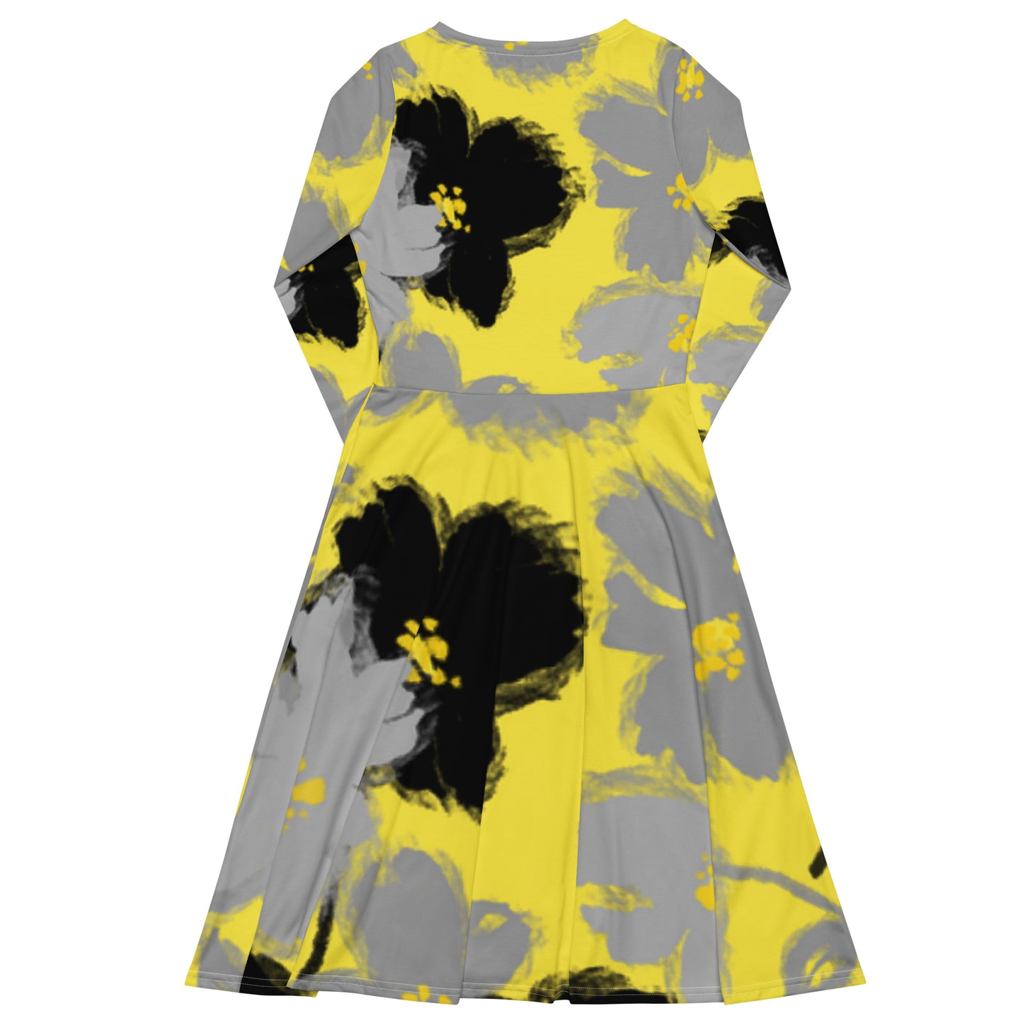 All-over print long sleeve midi dress