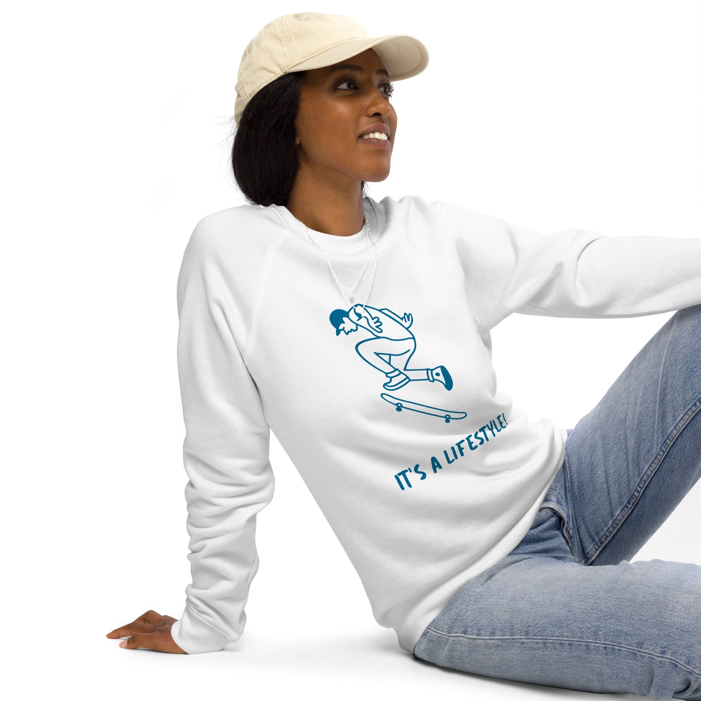 Unisex organic raglan sweatshirt