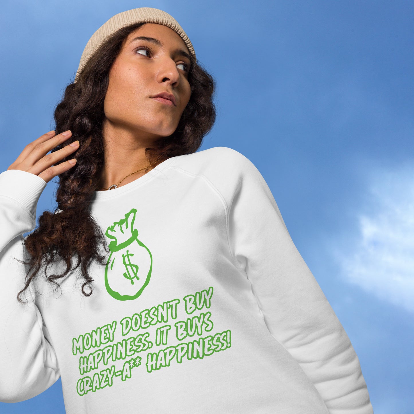 Unisex organic raglan sweatshirt